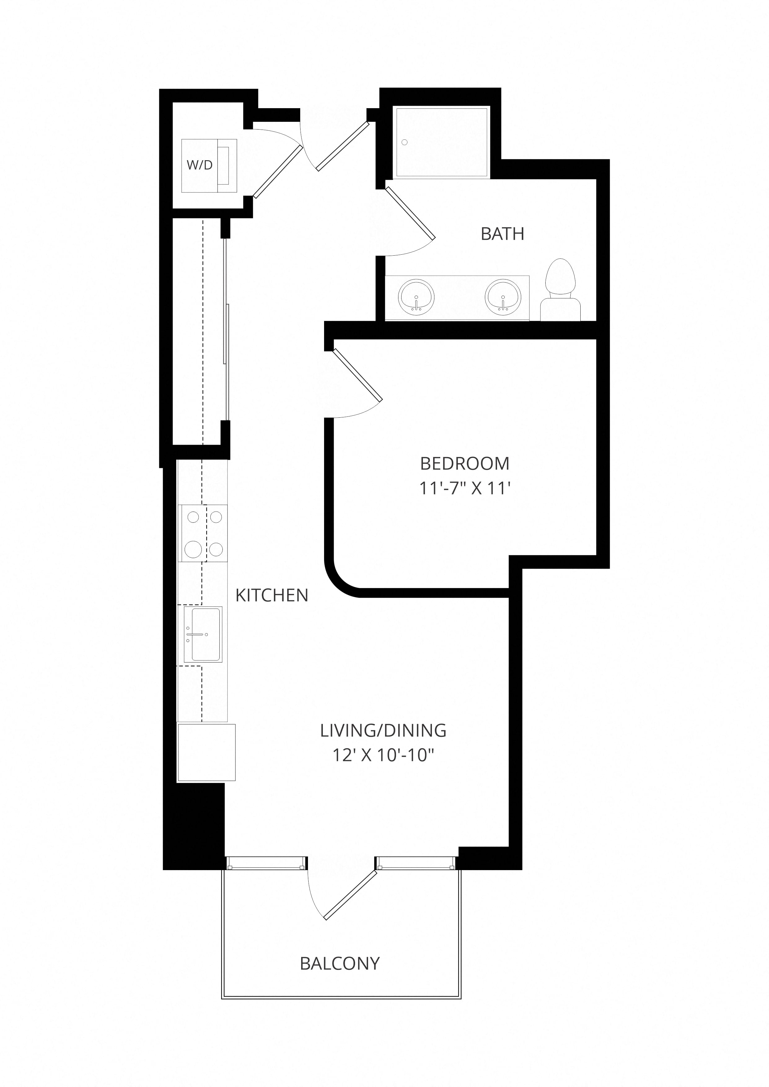 1X1 B1 floor plan